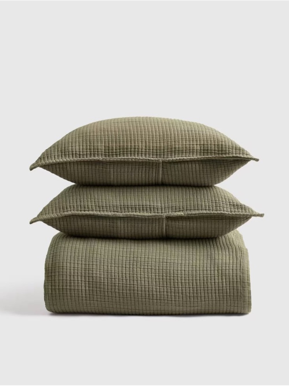 NEW Quince QUEEN Olive Organic Luxe Honeycomb Duvet Cover Set $119